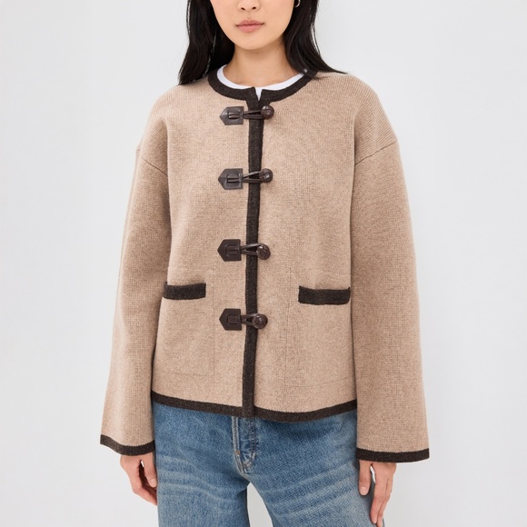 NWT Alex Mill OATMEAL Aubrey Toggle Sweater Jacket Women's Merino Wool - Size S - Picture 1 of 10